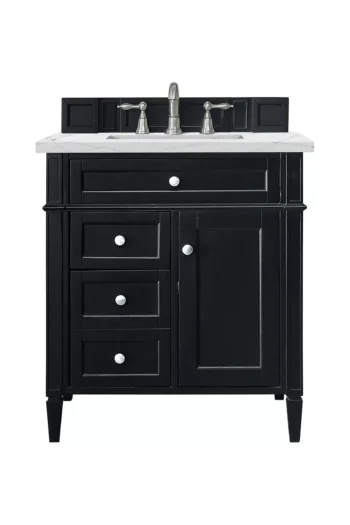 Brittany 30" Single Vanity, Black Onyx, w/ 3 CM Ethereal Noctis Quartz Top
