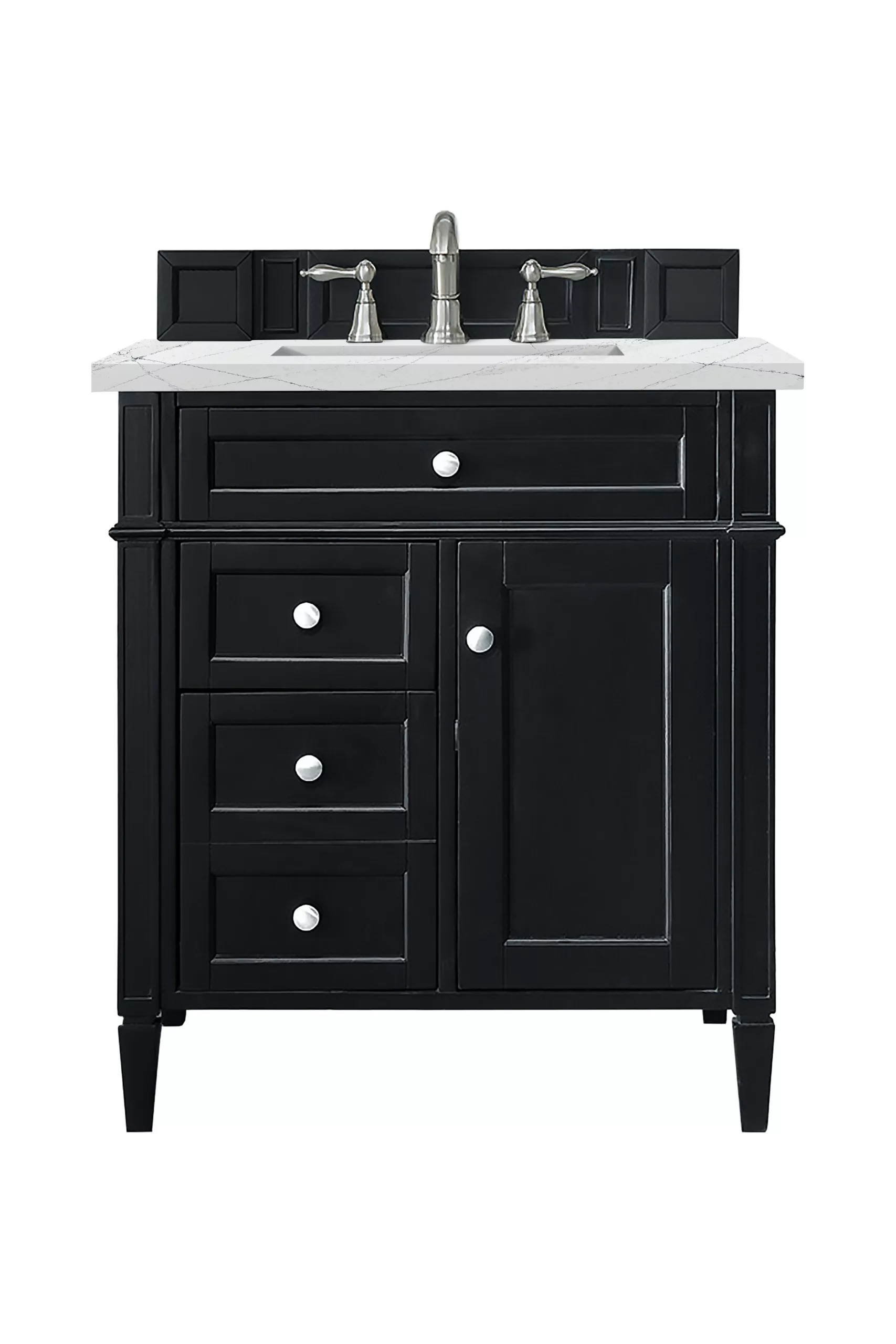 Brittany 30" Single Vanity, Black Onyx, w/ 3 CM Ethereal Noctis Quartz Top