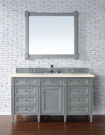 Brittany 60" Single Vanity, Urban Gray w/ 3 CM Eternal Marfil Quartz Top - Image 2