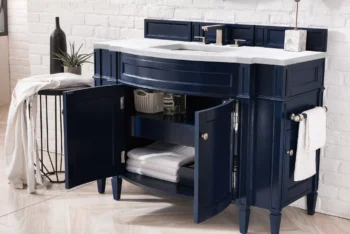 Brittany 46" Single Vanity, Victory Blue w/ 3 CM Arctic Fall Solid Surface Top - Image 4