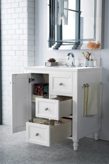 Copper Cove Encore 30" Single Vanity, Bright White w/ 3 CM White Zeus Quartz Top - Image 3