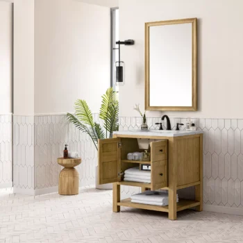 Breckenridge 30" Single Vanity, Light Natural Oak w/ 3 CM Ethereal Noctis Top - Image 4