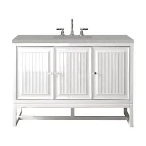 Athens 48″ Single Vanity, Glossy White w/ 3 CM Eternal Serena Top