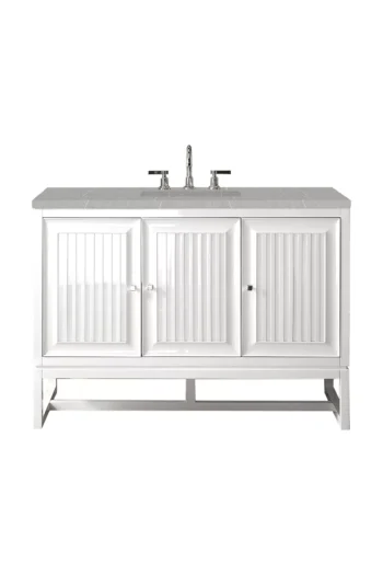 Athens 48" Single Vanity, Glossy White w/ 3 CM Eternal Serena Top