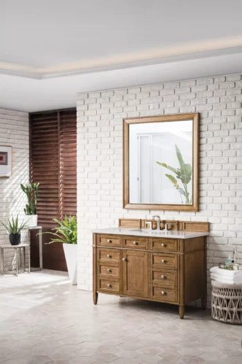 Brittany 48" Single Vanity, Saddle Brown w/ 3 CM Eternal Serena Quartz Top - Image 3