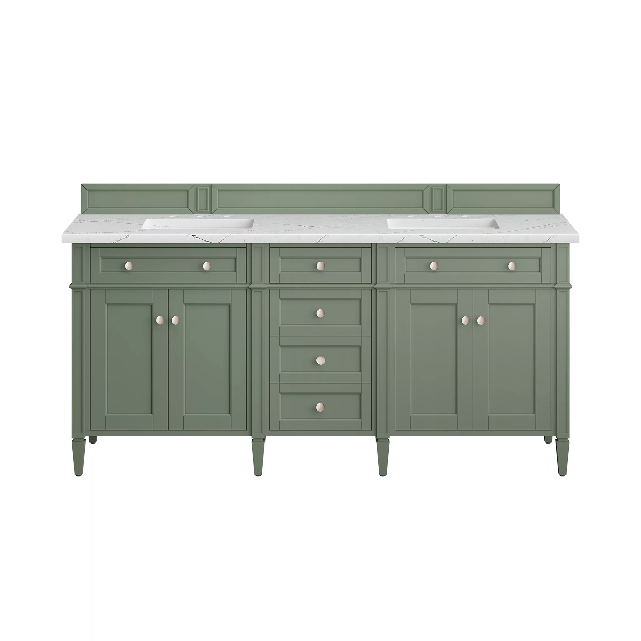 Brittany 72" Double Vanity, Smokey Celadon w/ 3 CM Ethereal Noctis Top - Image 2