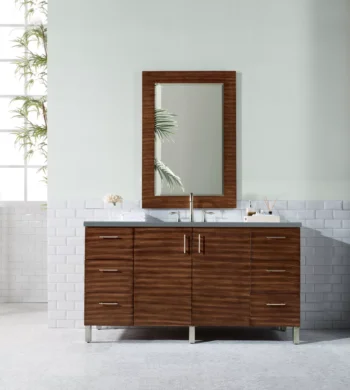 Metropolitan 60" Single Vanity, American Walnut w/ 3 CM Cala Blue Top - Image 2