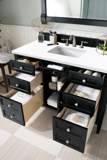 Brittany 48" Single Vanity, Black Onyx w/ 3 CM White Zeus Quartz Top - Image 4