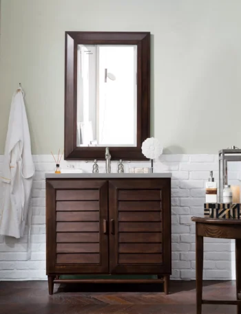 Portland 36" Single Vanity, Burnished Mahogany w/ 3 CM Grey Expo Top - Image 2