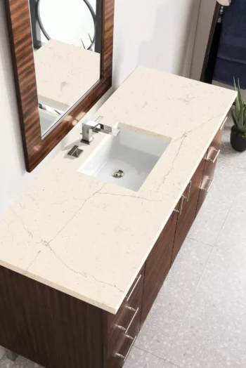 Metropolitan 60" Single Vanity, American Walnut w/ 3 CM Eternal Marfil Quartz Top - Image 3