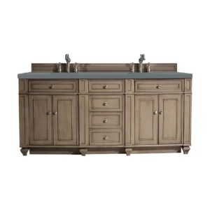 Bristol 72″ Double Vanity, Whitewashed Walnut w/ 3 CM Cala Blue Top