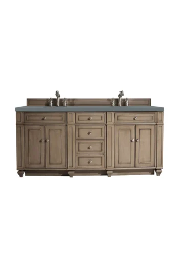 Bristol 72" Double Vanity, Whitewashed Walnut w/ 3 CM Cala Blue Top