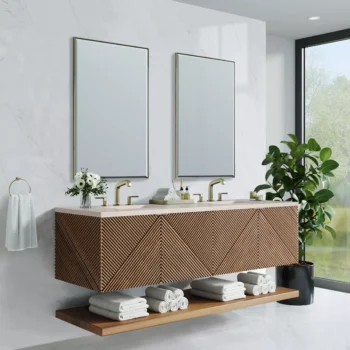Marcello 72" Double Vanity, Chestnut w/ 3 CM Eternal Marfil Top - Image 4