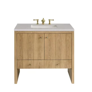 Hudson 36″ Single Vanity, Light Natural Oak w/ 3 CM Eternal Serena Top