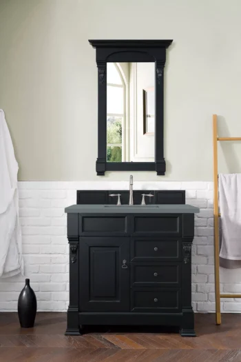 Brookfield 36" Single Vanity, Antique Black w/ 3 CM Cala Blue Top - Image 2