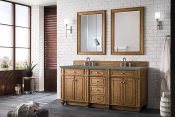 Bristol 72" Double Vanity, Saddle Brown w/ 3 CM Cala Blue Top - Image 3