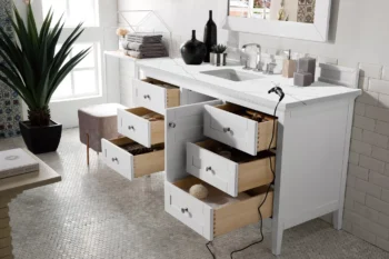 Palisades 60" Single Vanity, Bright White w/ 3 CM Ethereal Noctis Quartz Top - Image 4
