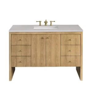 Hudson 48″ Single Vanity, Light Natural Oak w/ 3 CM Eternal Serena Top