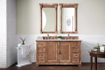 Providence 60" Double Vanity, Driftwood w/ 3 CM Eternal Jasmine Pearl Quartz Top - Image 2