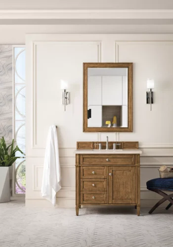 Brittany 36" Single Vanity, Saddle Brown w/ 3 CM Eternal Marfil Quartz Top - Image 2