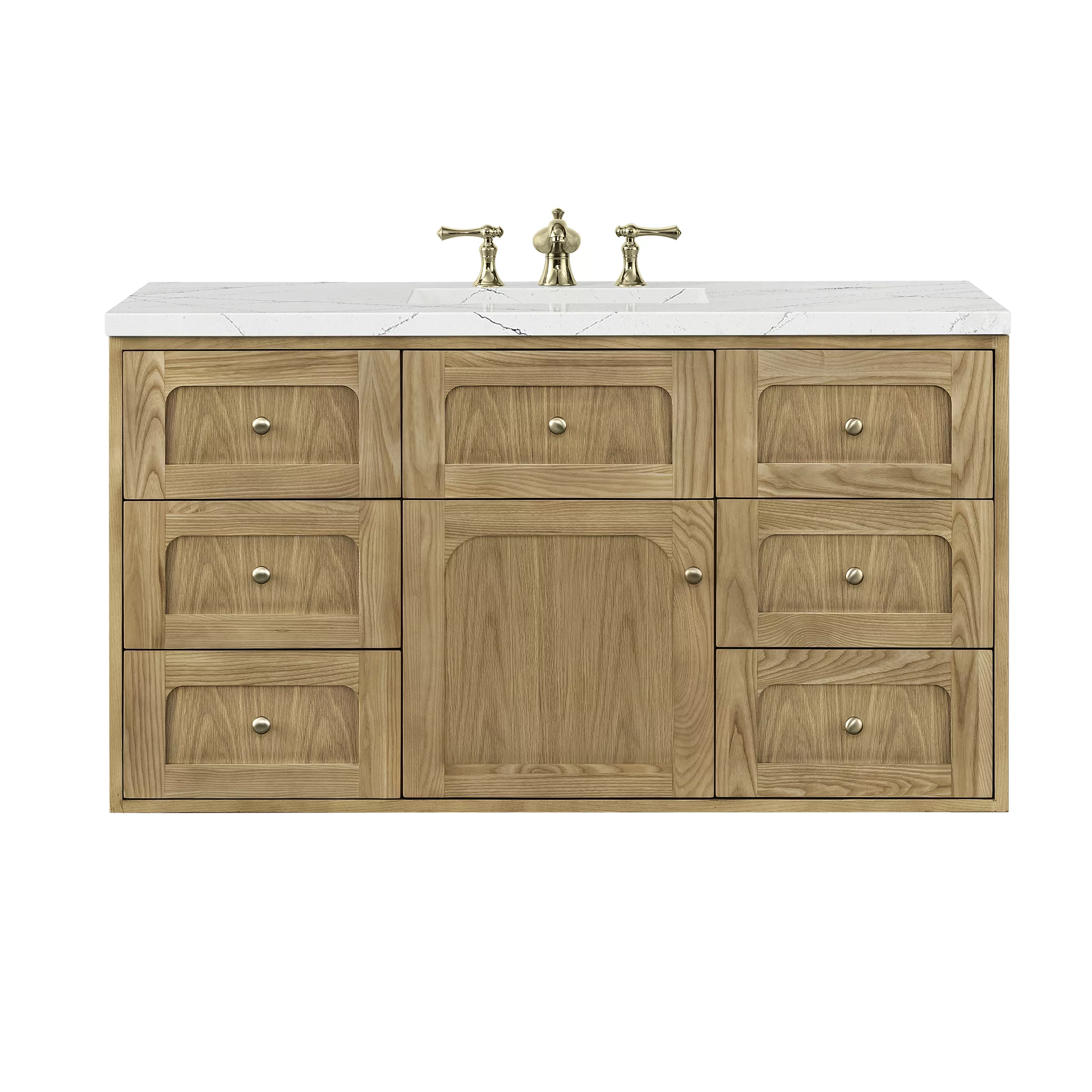 Laurent 48" Single Vanity, Light Natural Oak w/ 3 CM Ethereal Noctis Top - Image 2