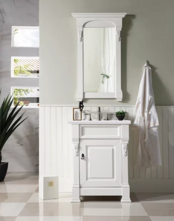Brookfield 26" Single Vanity, Bright White w/ 3 CM Arctic Fall Solid Surface Top - Image 2