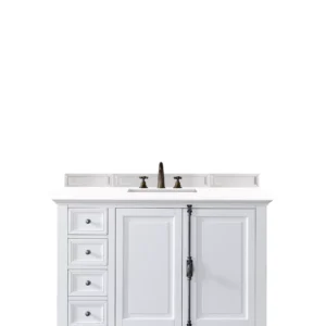 Providence 48″ Single Vanity, Bright White w/ 3 CM White Zeus Quartz Top