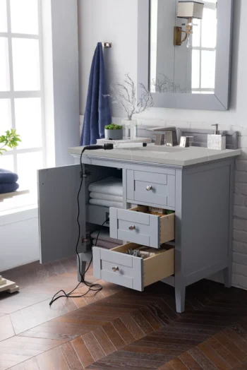 Palisades 36" Single Vanity, Silver Gray w/ 3 CM Eternal Serena Quartz Top - Image 4