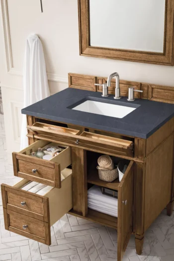 Brittany 36" Single Vanity, Saddle Brown w/ 3 CM Charcoal Soapstone Quartz Top - Image 4