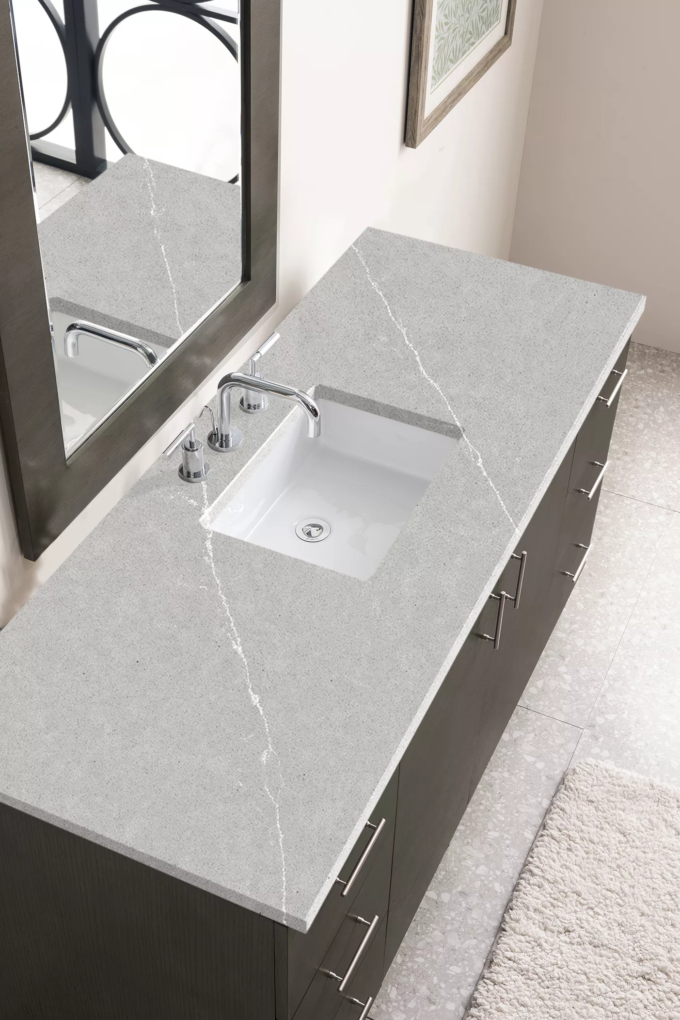 Metropolitan 60" Single Vanity, Silver Oak w/ 3 CM Eternal Serena Quartz Top - Image 3