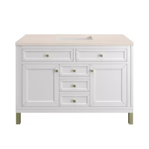 Chicago 48″ Single Vanity, Glossy White w/ 3 CM Eternal Marfil Top