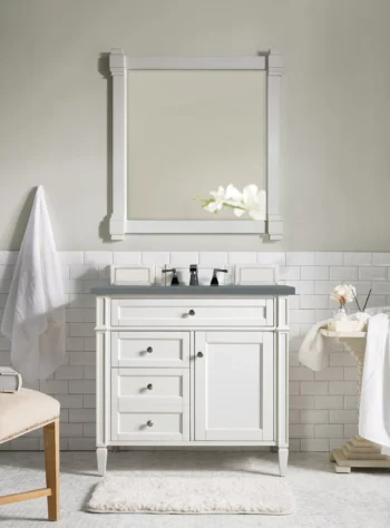 Brittany 36" Single Vanity, Bright White w/ 3 CM Cala Blue Top - Image 2