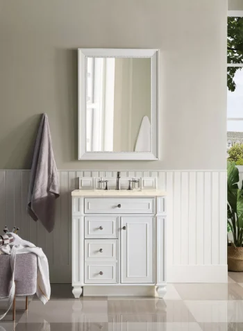 Bristol 30" Single Vanity, Bright White w/ 3 CM Eternal Marfil Quartz Top - Image 2
