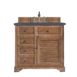 Savannah 36″ Single Vanity, Driftwood w/ 3 CM Charcoal Soapstone Quartz Top