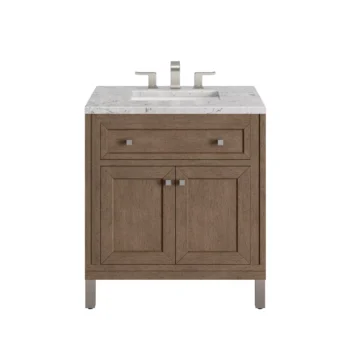 Chicago 30" Single Vanity, Whitewashed Walnut w/ 3 CM Eternal Jasmine Pearl Quartz Top