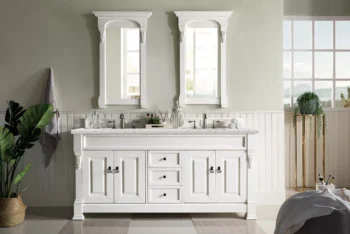 Brookfield 72" Double Vanity, Bright White w/ 3 CM Eternal Jasmine Pearl Quartz Top - Image 2