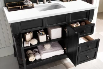 Brookfield 48" Single Vanity, Antique Black w/ 3 CM White Zeus Quartz Top - Image 4