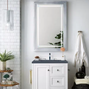 Copper Cove Encore 30″ Single Vanity, Bright White w/ 3 CM Charcoal Soapstone Quartz Top