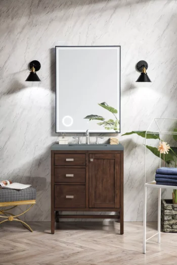 Addison 30" Single Vanity, Mid-Century Acacia w/ 3 CM Cala Blue Top - Image 2