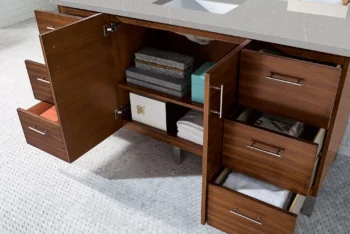 Metropolitan 60" Single Vanity, American Walnut w/ 3 CM Eternal Serena Quartz Top - Image 4