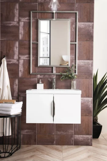 Columbia 31.5" Single Vanity, Glossy White w/ White Glossy Composite Stone Top - Image 2