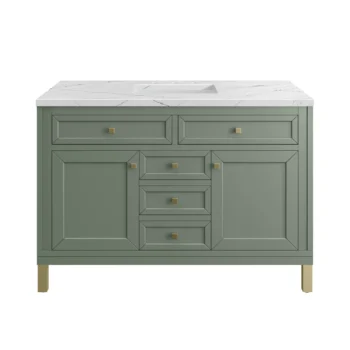 Chicago 48" Single Vanity, Smokey Celadon w/ 3 CM Ethereal Noctis Top - Image 2