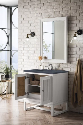 Athens 30" Single Vanity, Glossy White w/ 3 CM Charcoal Soapstone Quartz Top - Image 6