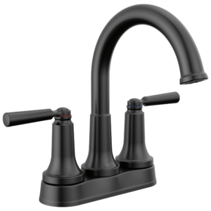 Delta SAYLOR™: Two Handle Tract-Pack Centerset Bathroom Faucet In Matte Black