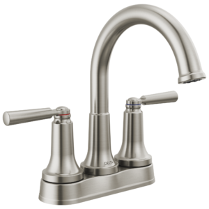 Delta SAYLOR™: Two Handle Tract-Pack Centerset Bathroom Faucet In Stainless