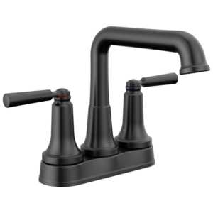 Delta SAYLOR™: Two Handle Tract-Pack Centerset Bathroom Faucet In Matte Black