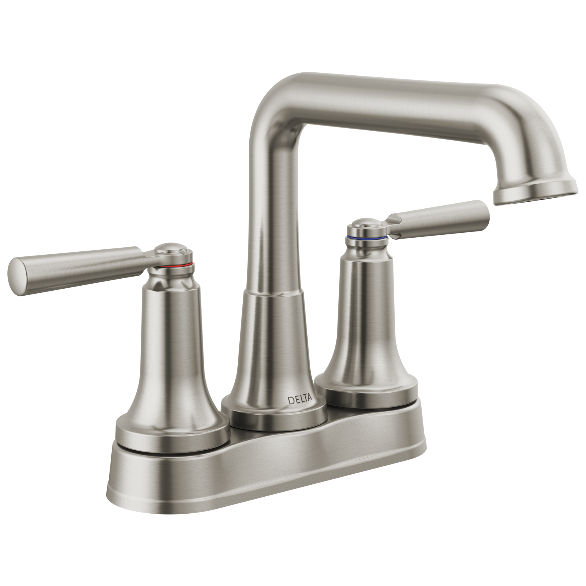 Delta SAYLOR™: Two Handle Tract-Pack Centerset Bathroom Faucet In Stainless