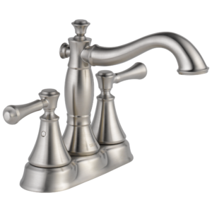 Delta Cassidy™: Two Handle Centerset Bathroom Faucet – Metal Pop-Up In Stainless