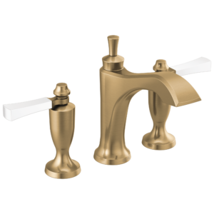 Delta Dorval™: Two Handle Widespread Bathroom Faucet In Champagne Bronze / Porcelain