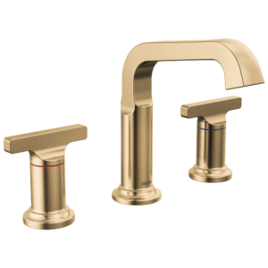 Delta Tetra™: Two Handle Widespread Bathroom Faucet In Lumicoat Champagne Bronze